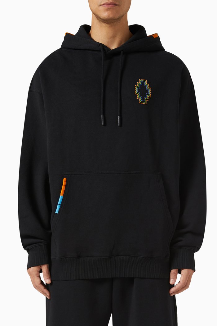 

Stitch Cross Hoodie in Fleece, Black