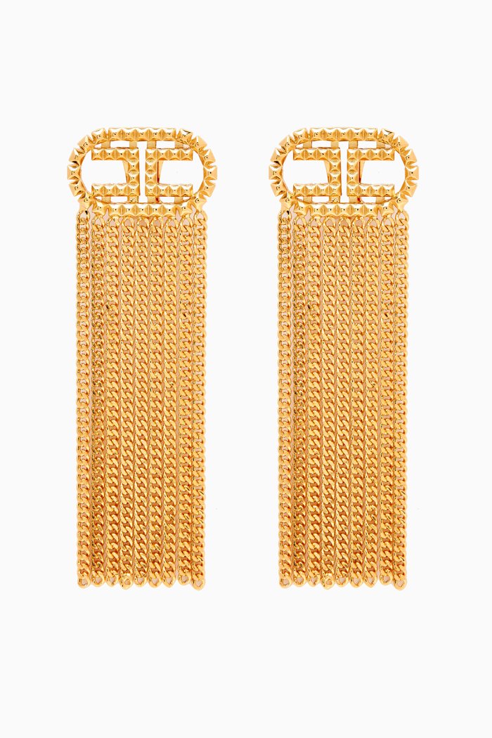 

Logo Chain Earrings in Metal, Gold