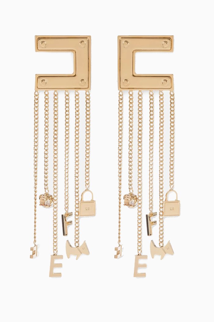 

Logo Chain Earrings in Metal, Gold