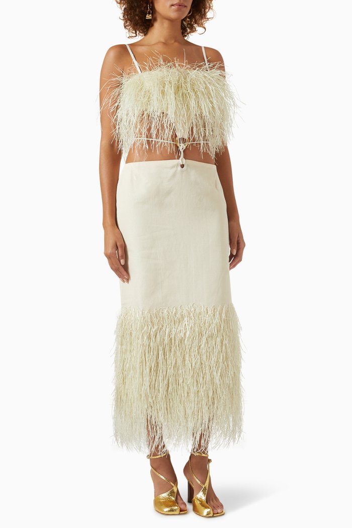 

La Robe Raphia Midi Dress in Cotton-canvas, Neutral