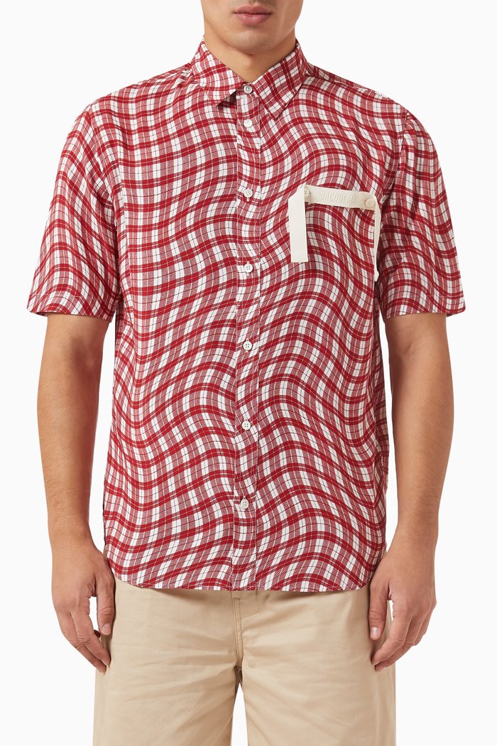 

La Chemise Melo Printed Shirt in Viscose, Red
