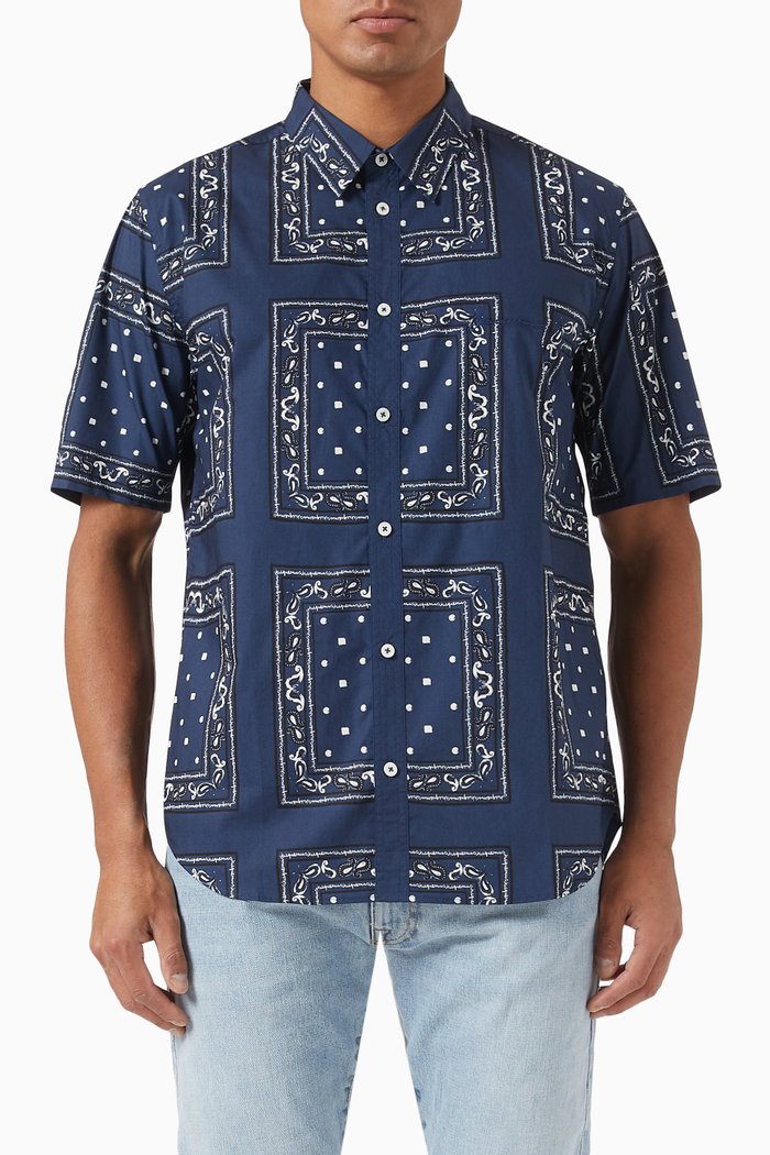

La Chemise Melo Printed Shirt in Cotton-poplin, Blue