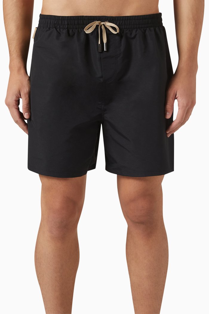 

Logo Patch Swim Shorts in Nylon, Black