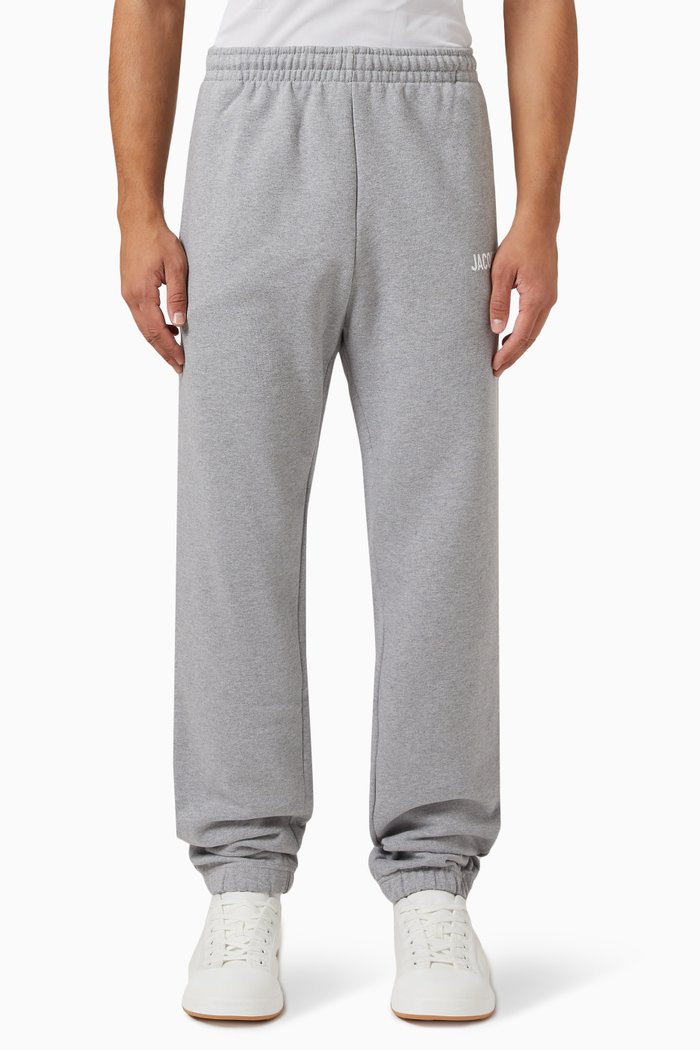 Logo Print Sweatpants in Organic Cotton, Grey