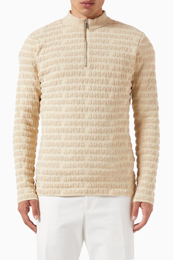 

La Maille Luis Sweatshirt in 3D Logo-jacquard, Neutral