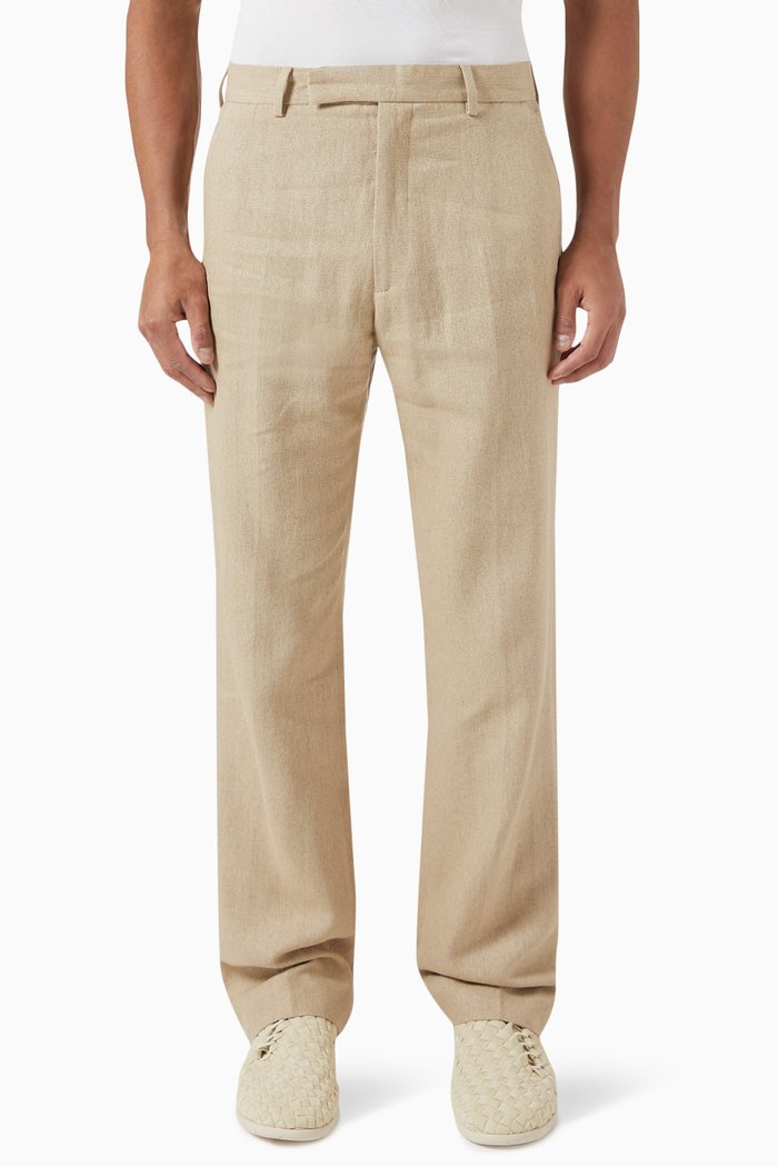 

Le Pantalon Feijoa Suit Pants in Linen, Neutral