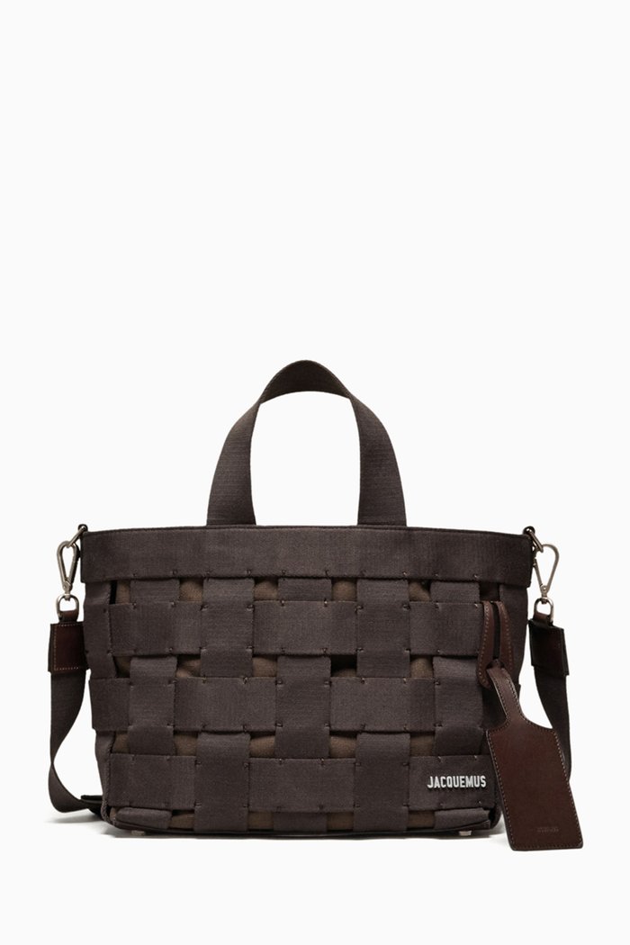 

Le Tote Gros Grain Tote Bag in Cotton-linen blend, Brown