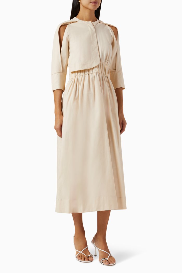 

Tessa Shirt Dress in Cotton Poplin, Neutral