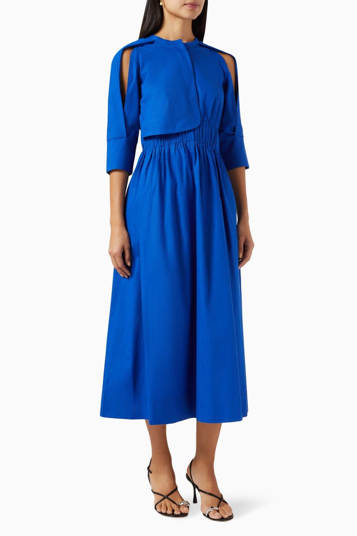 

Tessa Shirt Dress in Cotton Poplin, Blue