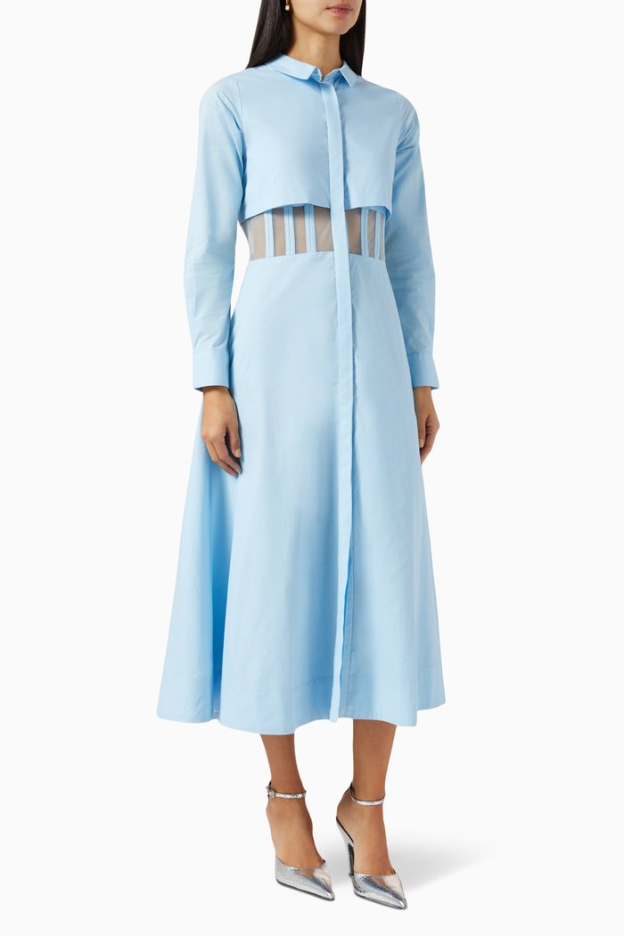 

Piper Shirt Dress in Cotton Poplin, Blue