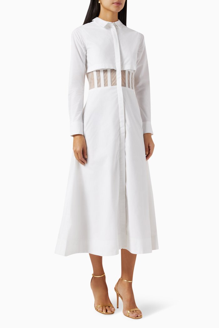 

Piper Shirt Dress in Cotton Poplin, White