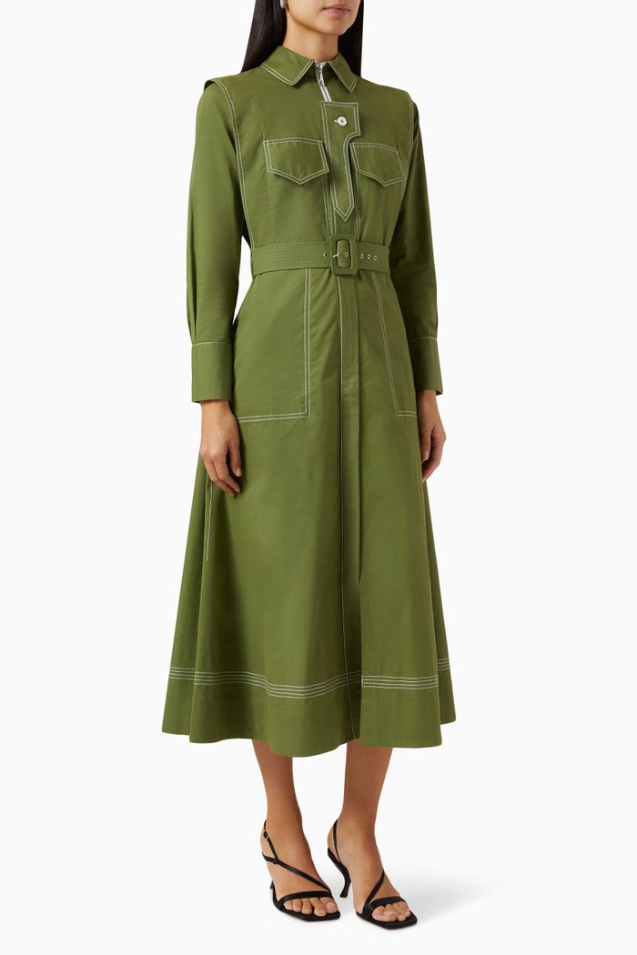 

Georgia Midi Dress in Cotton, Green
