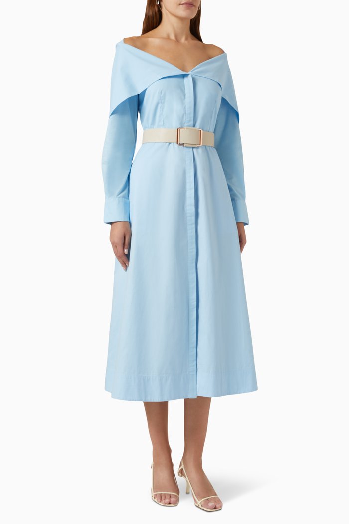 

Tia Shirt Dress in Cotton Poplin, Blue