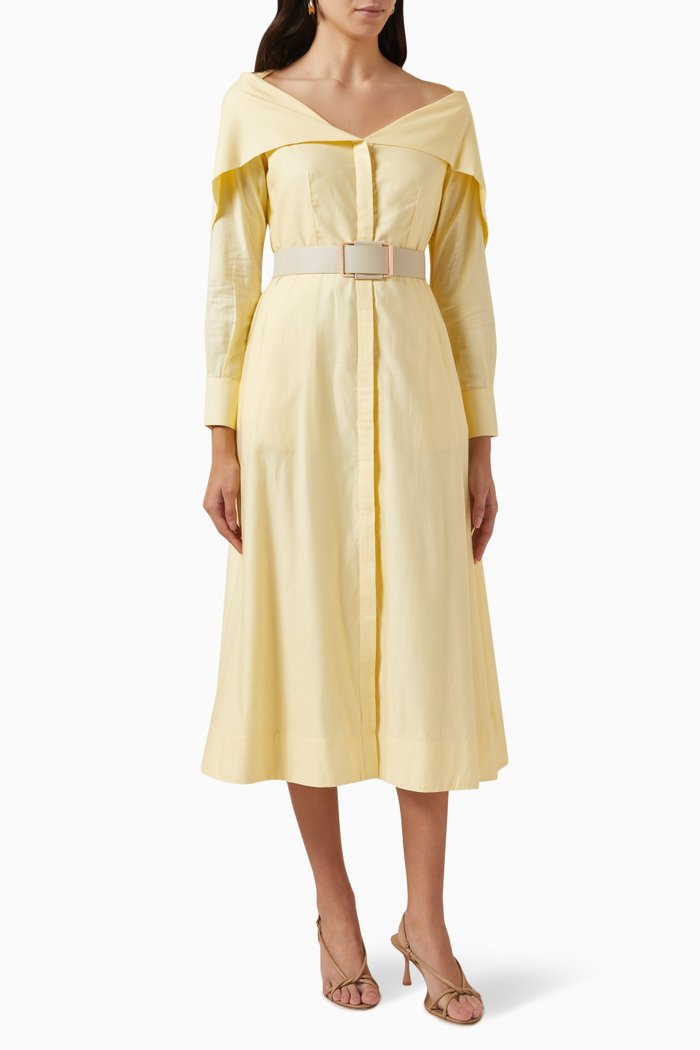 

Tia Shirt Dress in Cotton Poplin, Yellow