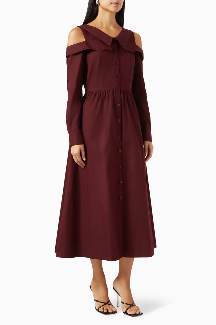 

Parker Shirt Dress in Cotton Poplin, Red