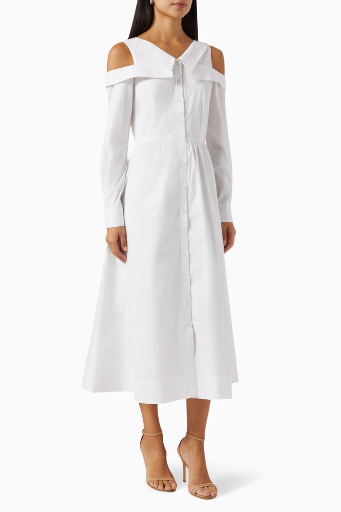

Parker Shirt Dress in Cotton Poplin, White