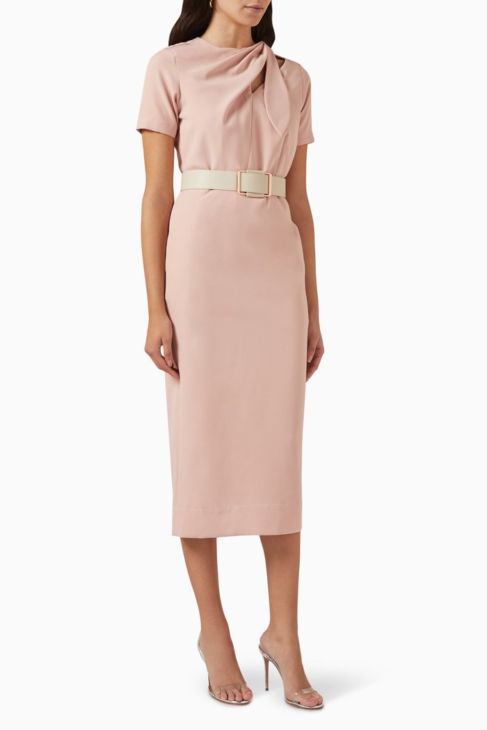 

Merlot Midi Dress in Banana Crepe, Pink