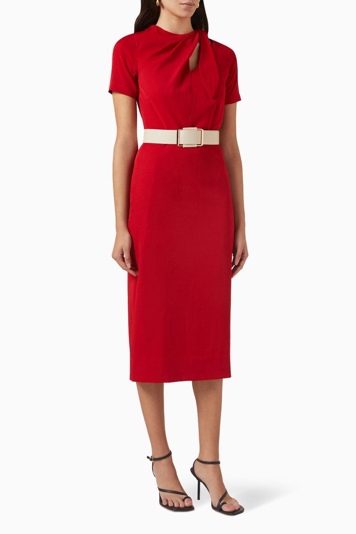 

Merlot Midi Dress in Banana Crepe, Red