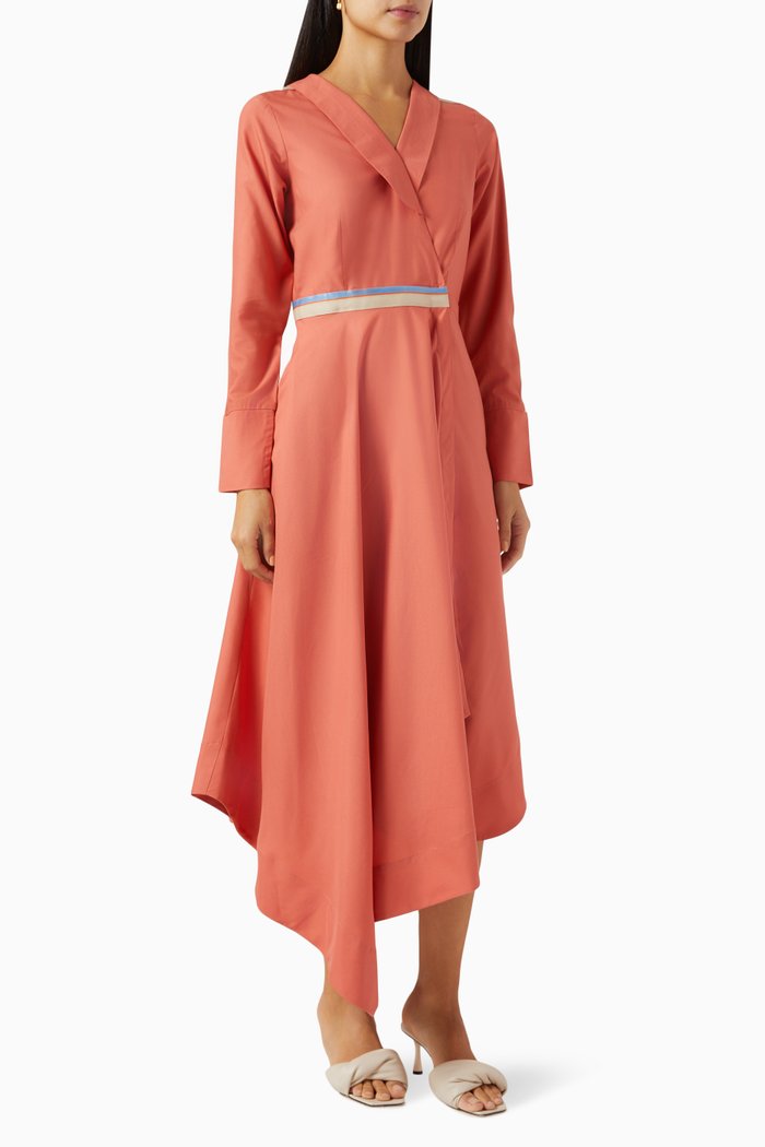 

Hersha Wrap Dress in Cotton Poplin, Orange