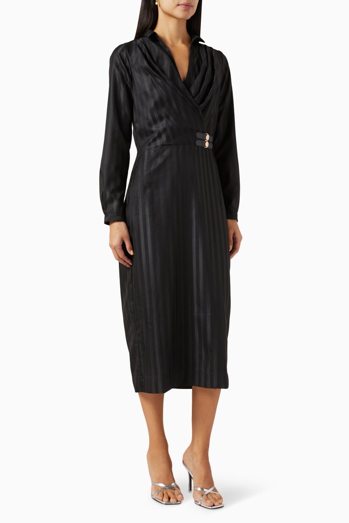 Tisha Dress in Sateen, Black