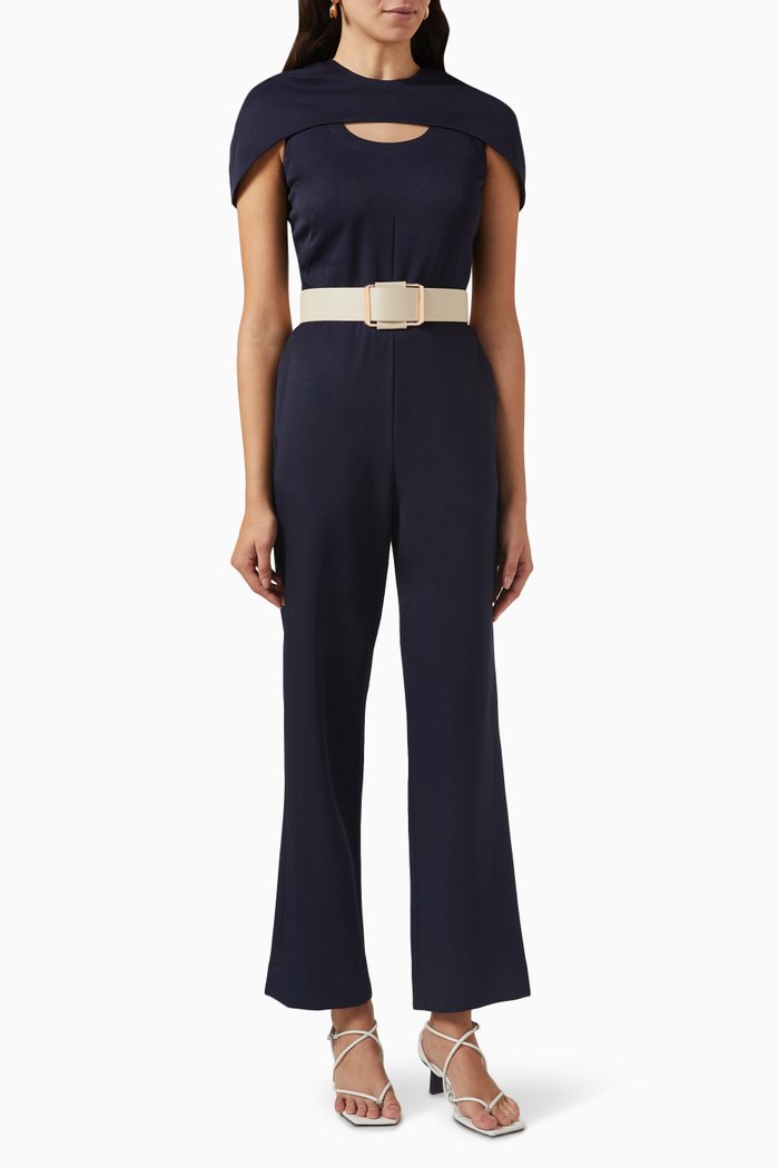 

Fiona Jumpsuit in Banana Crepe, Blue
