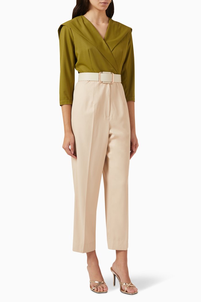 

Teresa Jumpsuit in Banana Crepe, Green