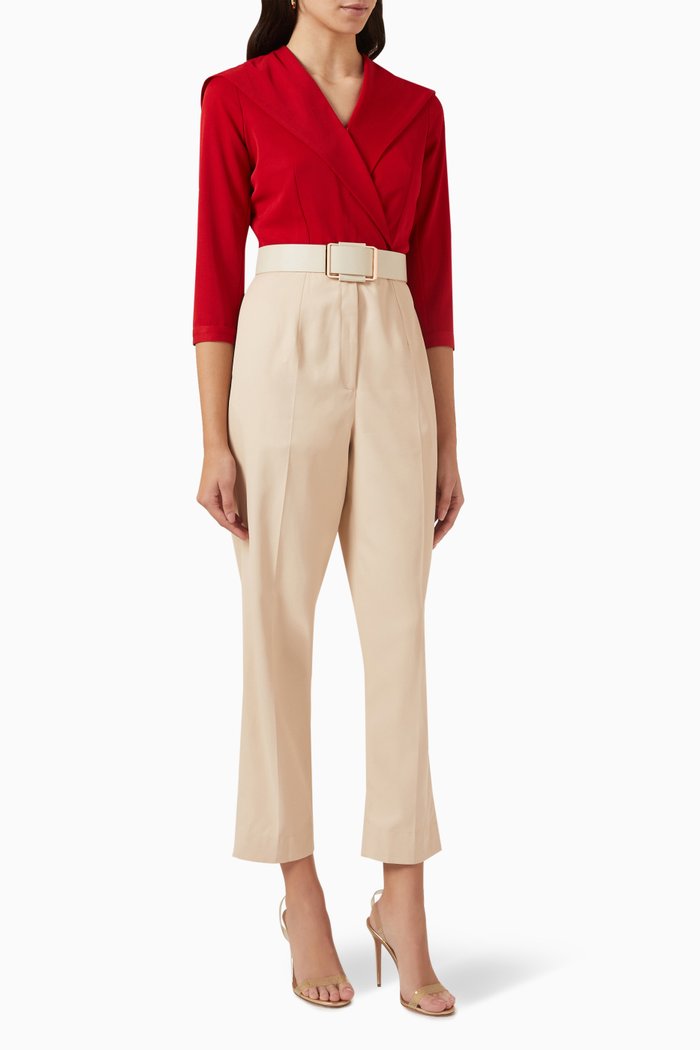 Teresa Jumpsuit in Banana Crepe, Red