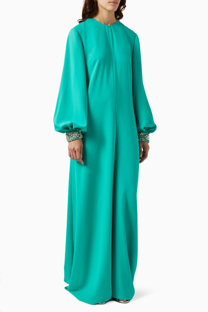 

Embellished Wide-leg Jumpsuit in Crepe, Blue
