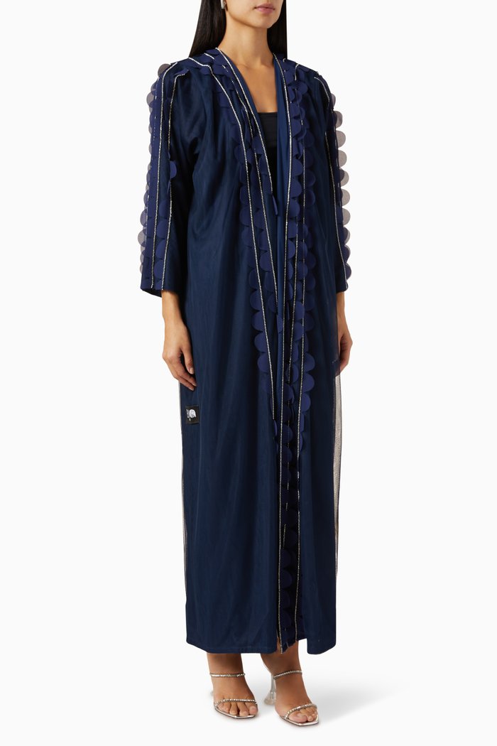 

Crystal-embellished Abaya in Tulle, Blue