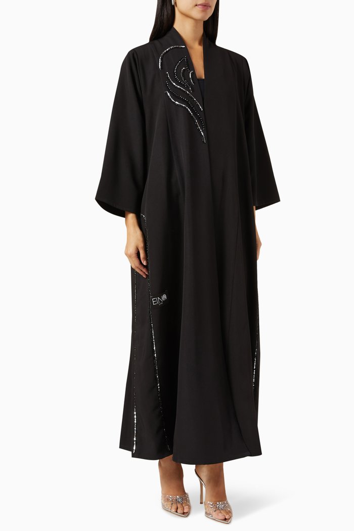 

Embellished Abaya in Crepe, Black