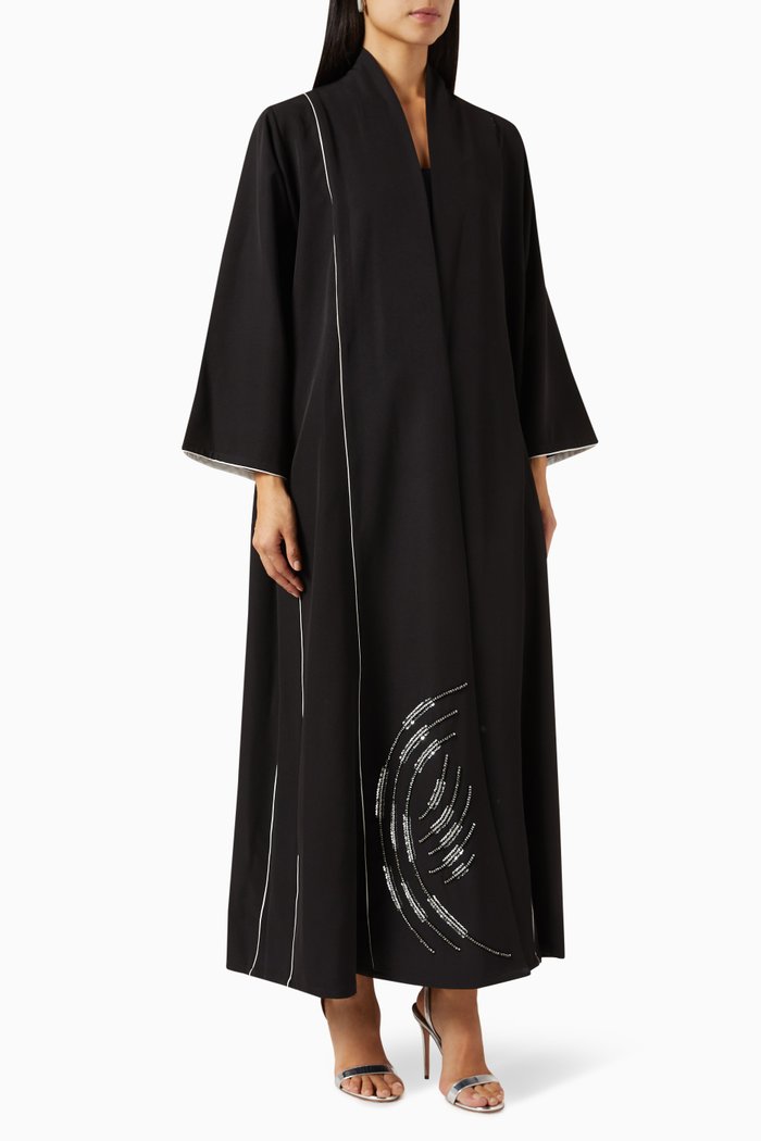 

Embellished Abaya in Crepe, Black