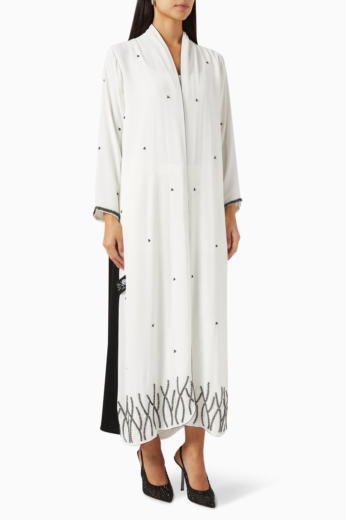 

Embellished Two-tone Abaya in Chiffon, White