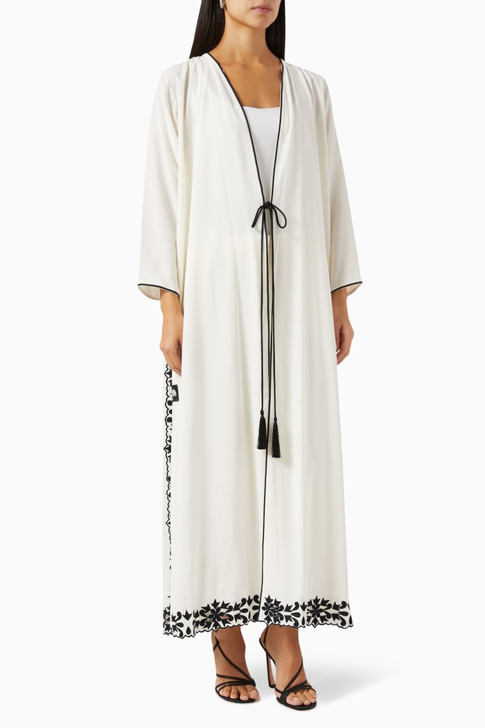 

Embroidered Abaya in Chiffon, White
