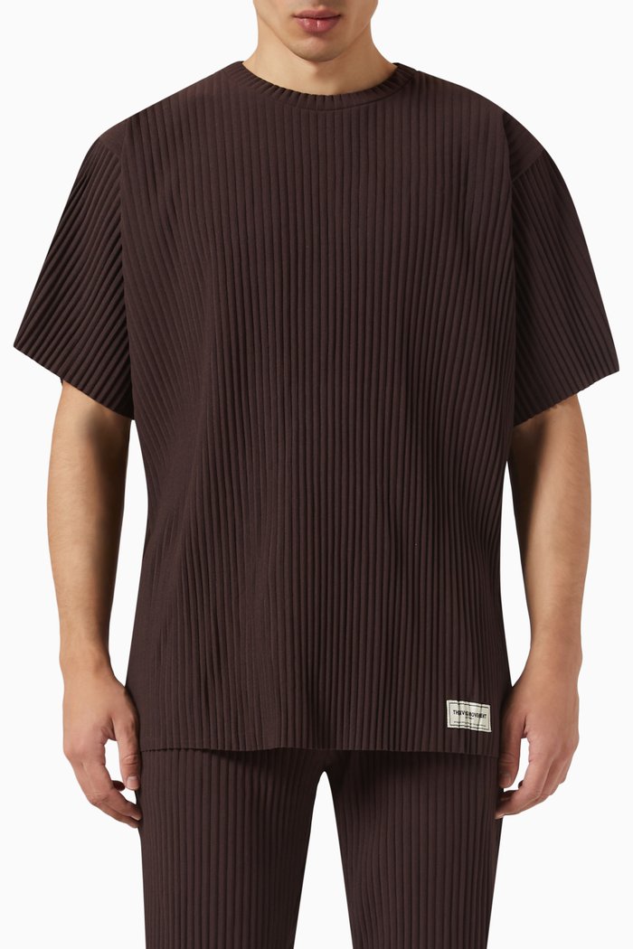 

Pleated T-shirt in PLISSE100©, Brown