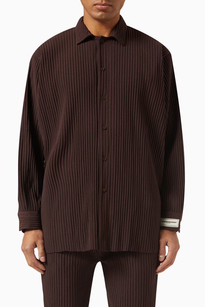 

Pleated Shirt in PLISSE100©, Brown