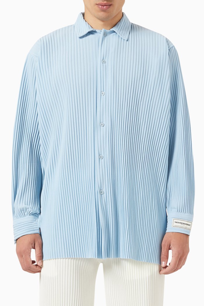 Pleated Shirt in PLISSE100©, Blue