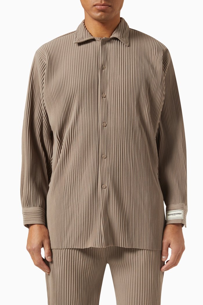 

Pleated Shirt in PLISSE100©, Brown
