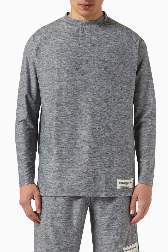 

High Neck Long Sleeve T-shirt in MVMT100©, Grey