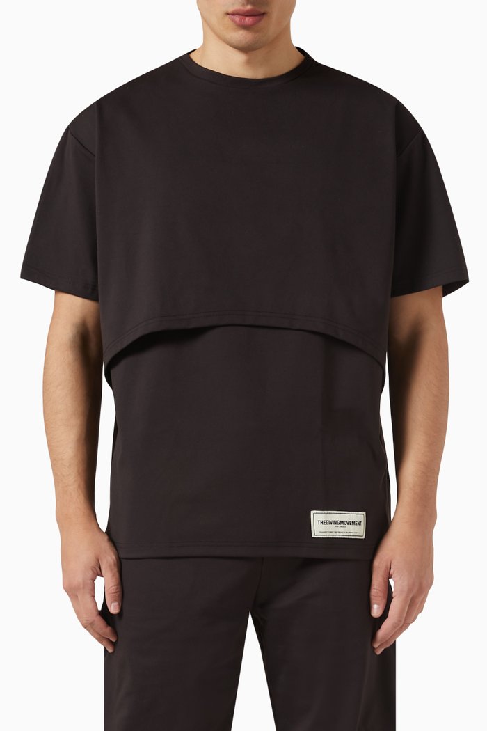 

Double Layer Oversized T-shirt in Light Softskin100©, Black