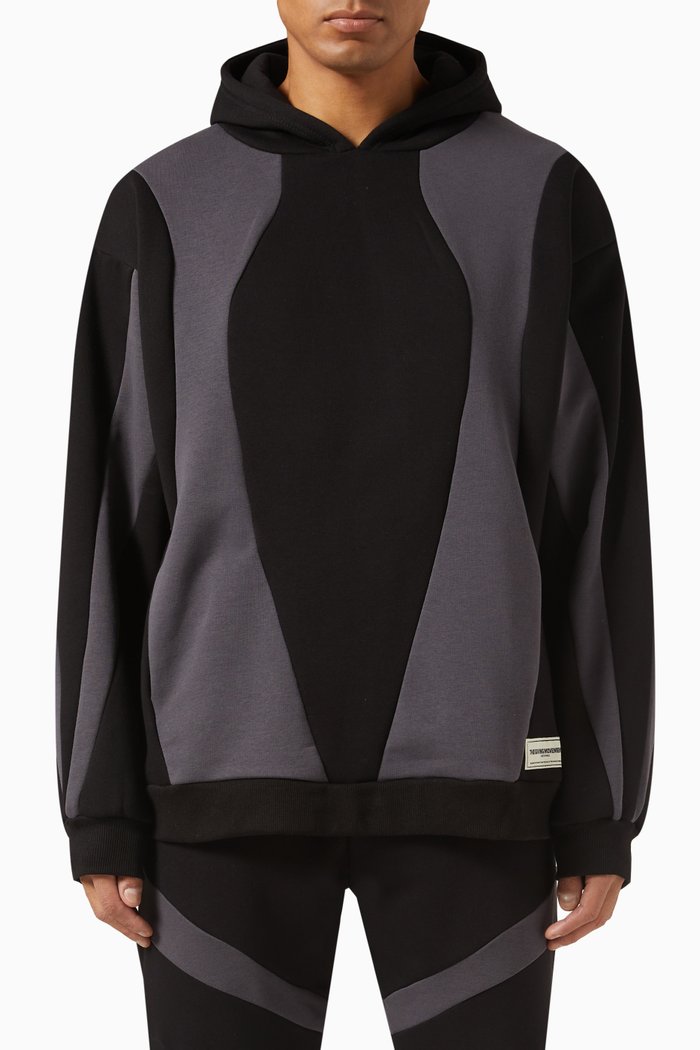 

Colourblock Hoodie in Organic Fleece, Black