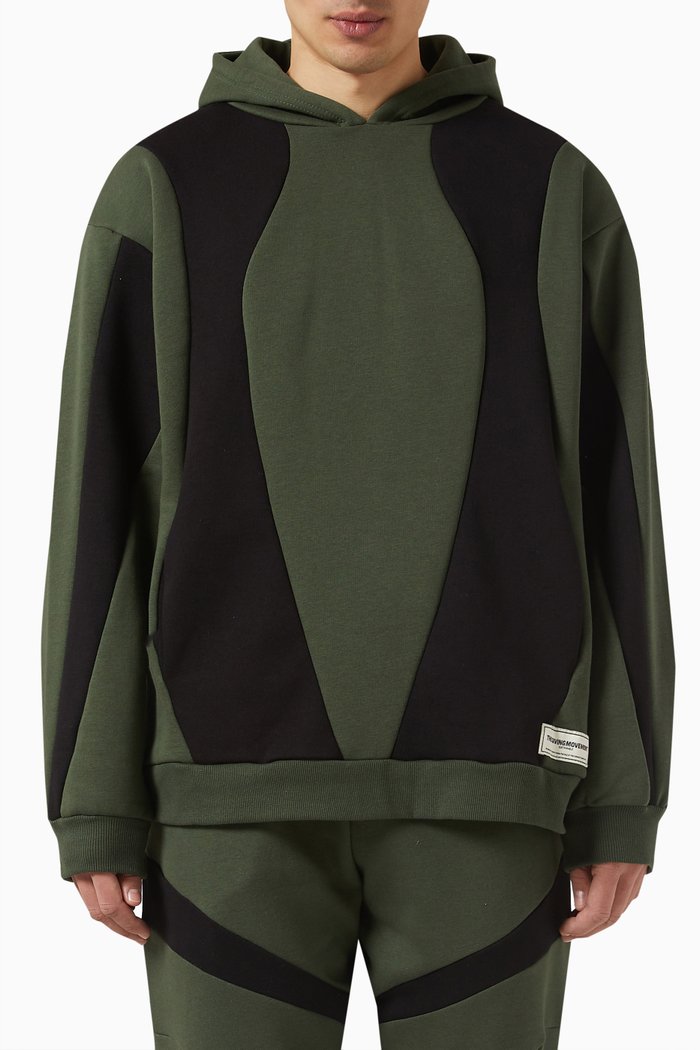 

Colourblock Hoodie in Organic Fleece, Green