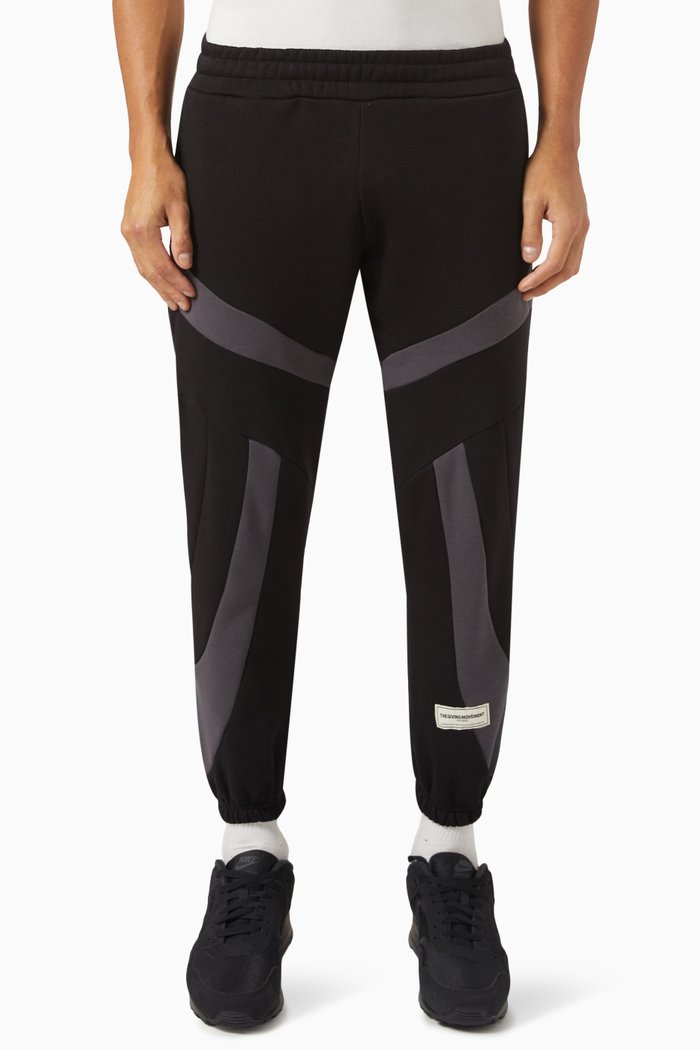 

Colourblock Joggers in Organic Fleece, Black