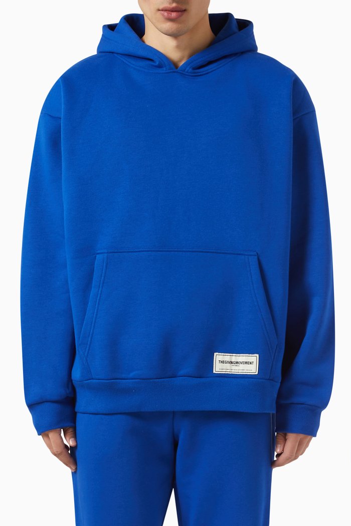 

Oversized Hoodie in Organic Fleece, Blue