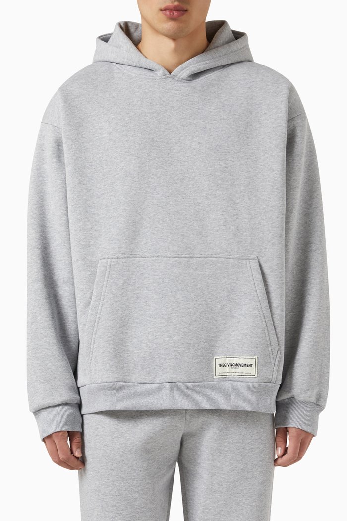 Oversized Hoodie in Organic Fleece, Grey