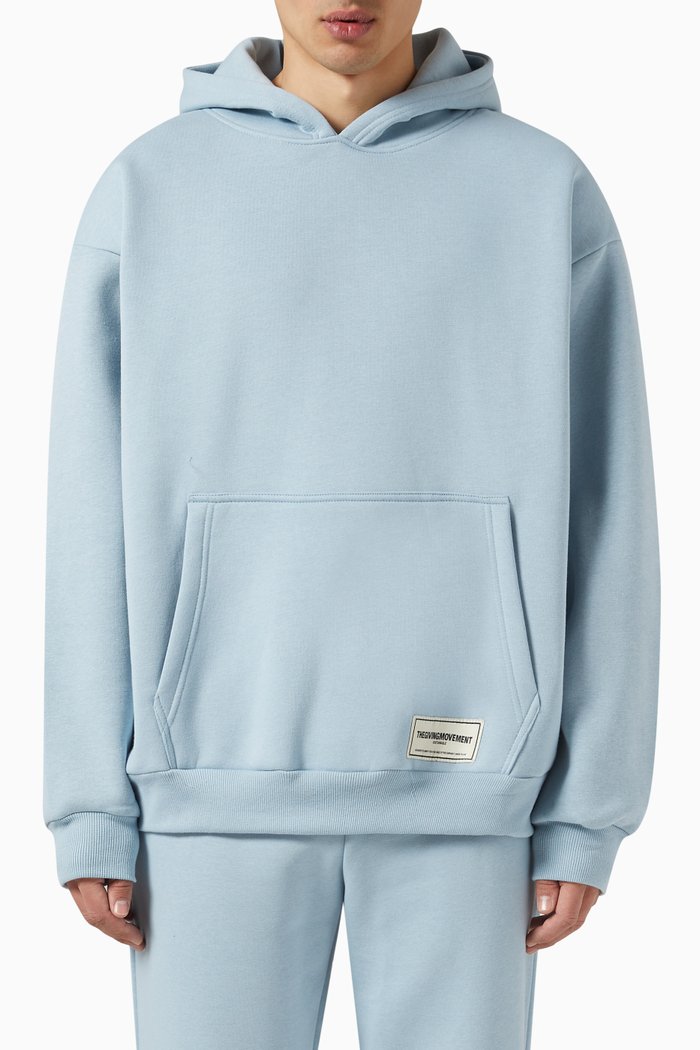 

Oversized Hoodie in Organic Fleece, Blue