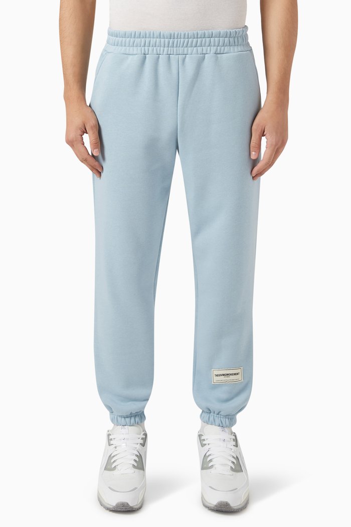 Relaxed Joggers in Organic Fleece, Blue