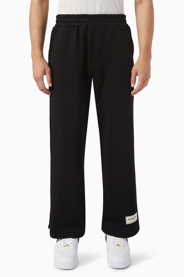 

Wide Leg Joggers in Organic Fleece, Black
