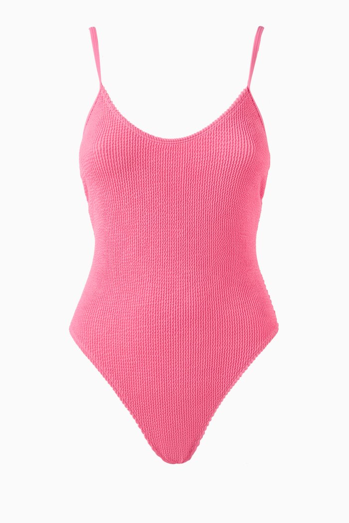 Always Fits One-piece Swimsuit in Crinkle Rib Knit, Pink