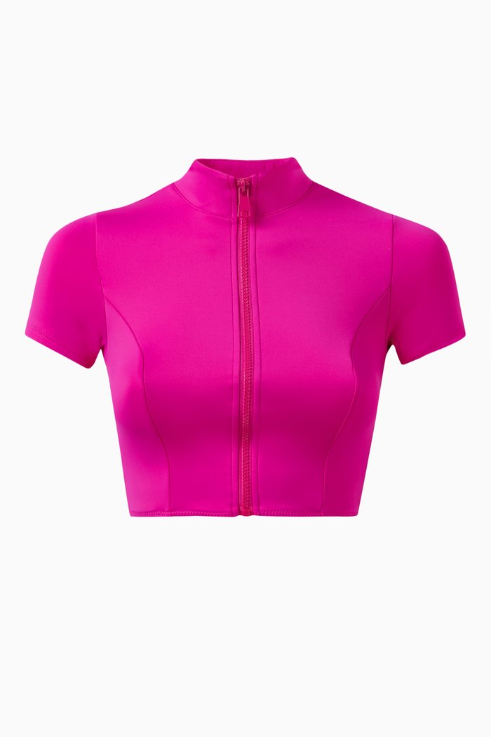 

Good Compression Swim Crop Top in Scuba Fabric, Pink