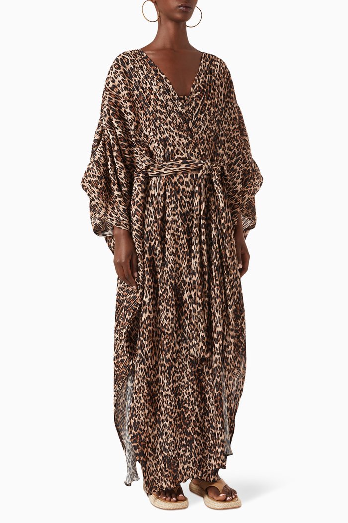 

Always Fits Goddess Maxi Robe in Plissé, Brown